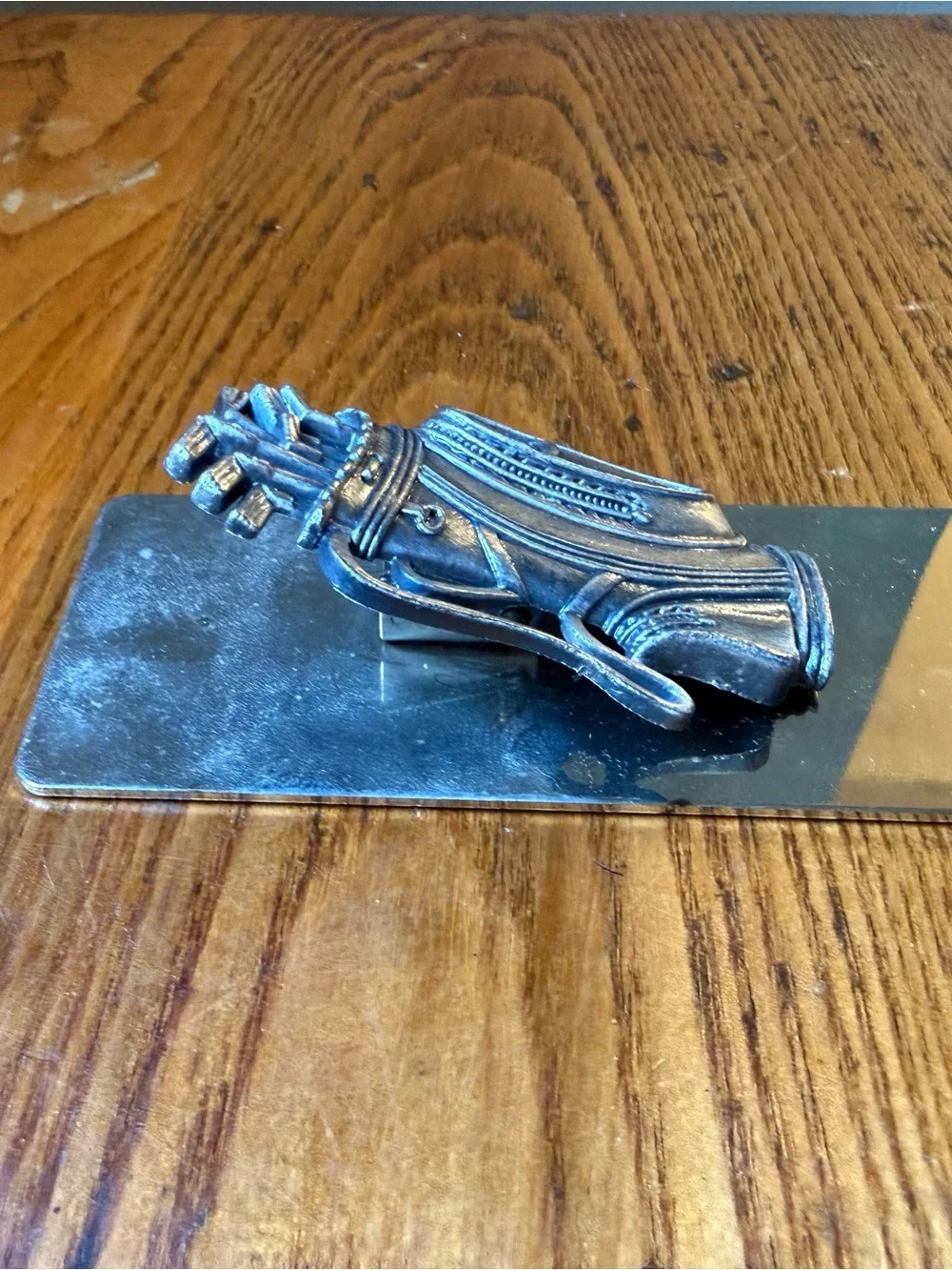 Vintage Pewter Golf Bag Memo or Money Clip